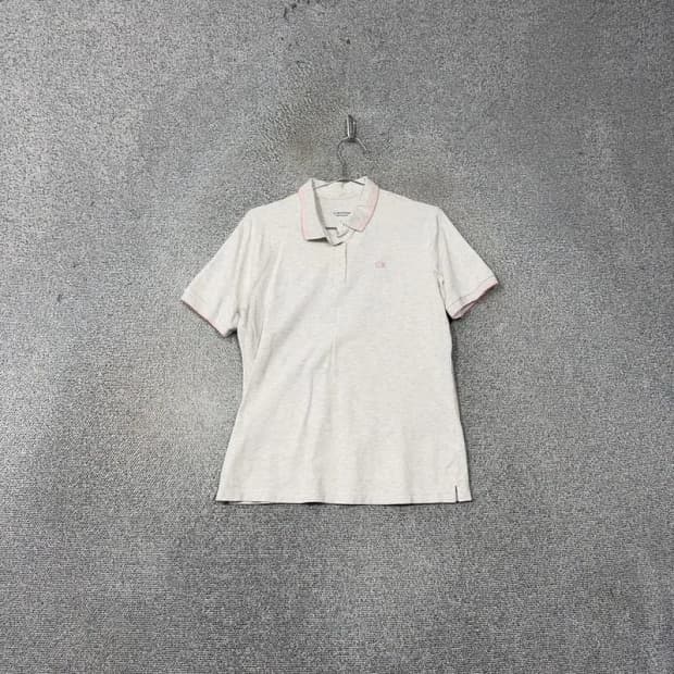 캘빈클라인 라이트 그레이 로고 여성 반팔 카라티 L