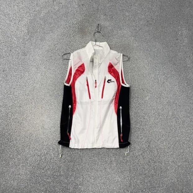 네파 화이트 로고 조끼 바람막이 M