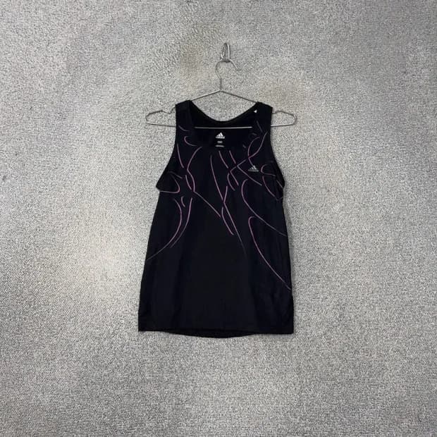 아디다스 블랙 로고 운동 기능성 나시 민소매 090