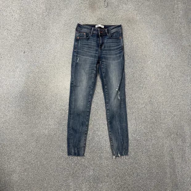 자라 블루 빈티지 크롭진 청바지 26