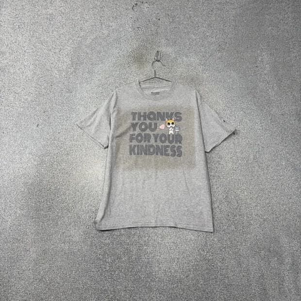 챔피온 프린팅 라이트 그레이 반팔 티 L