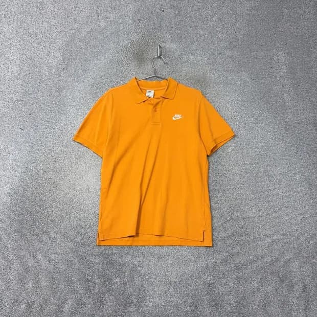 나이키 오렌지 캐주얼 반팔 카라티 S