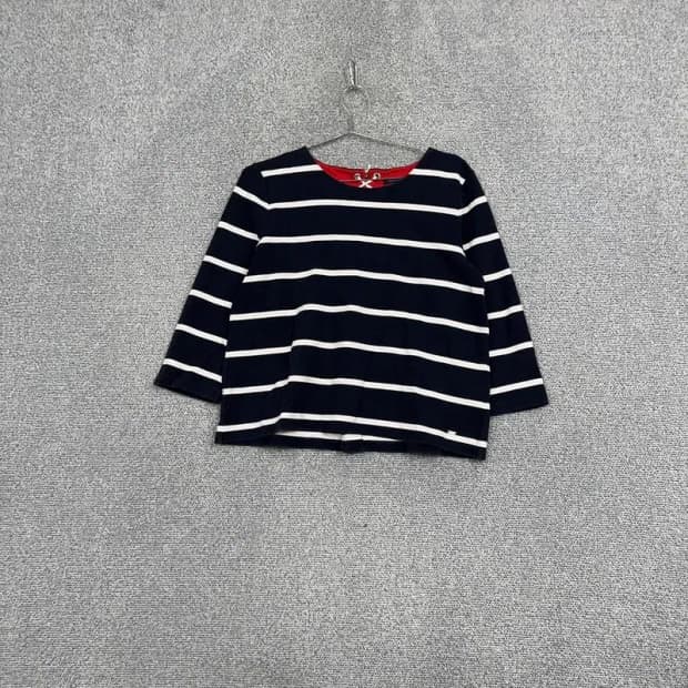 타미힐피거 스트라이프 크롭 네이비 긴팔티 M