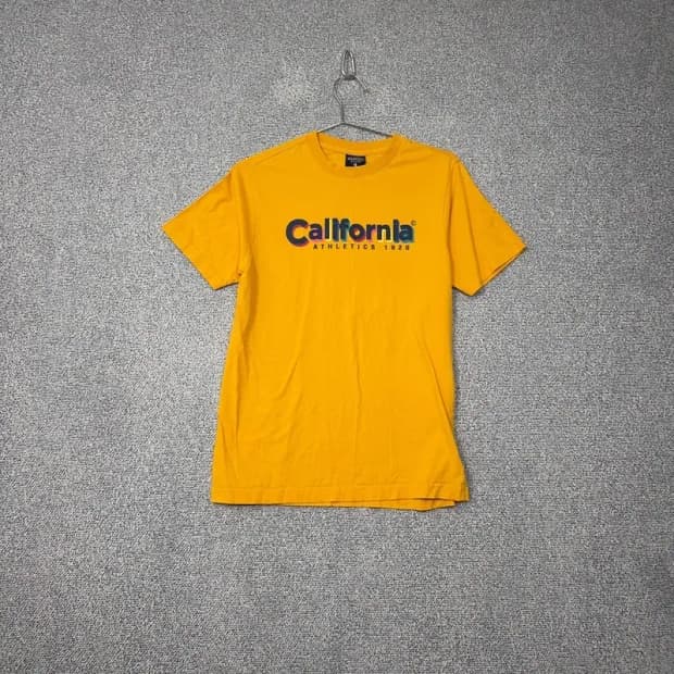 후아유 스펠 프린팅 옐로우 반팔 티 S