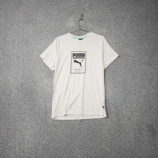 푸마 프린팅 화이트 기능성 반팔 티 L