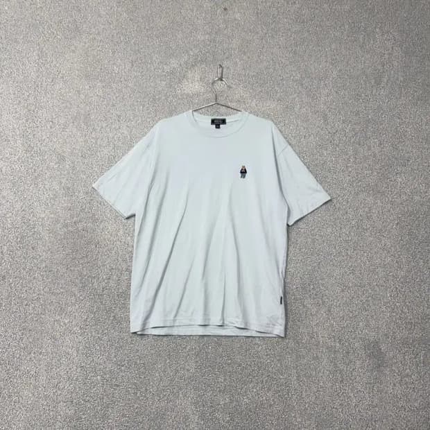 후아유 베어로고 라이트 블루 반팔 티 L