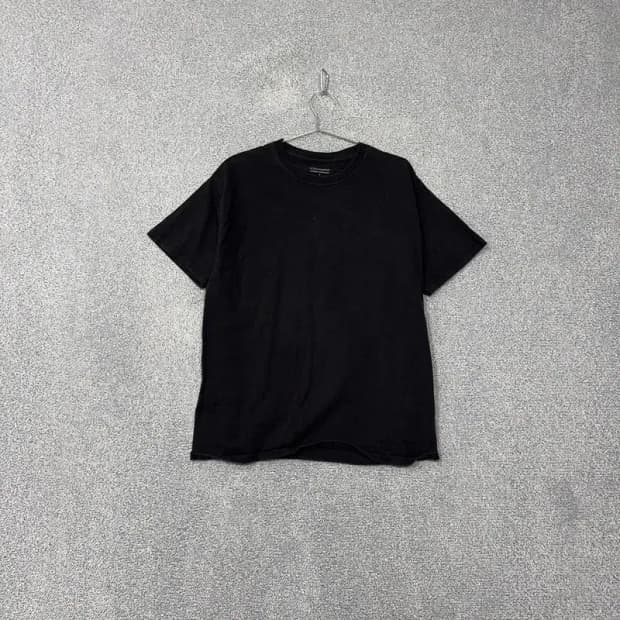 챔피온 블랙 무지 캐주얼 반팔 티 L