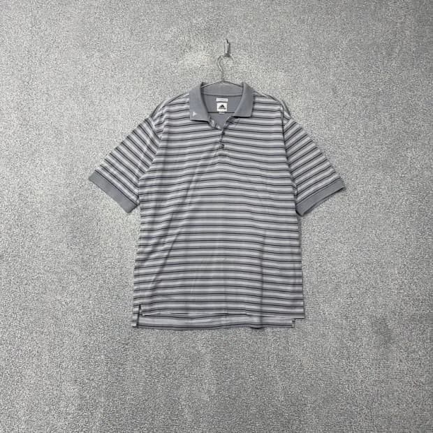 아디다스 스트라이프 라이트 그레이 반팔 카라티 L/G