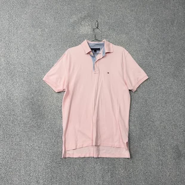 타미힐피거 라이트 핑크 로고 반팔 카라티 M