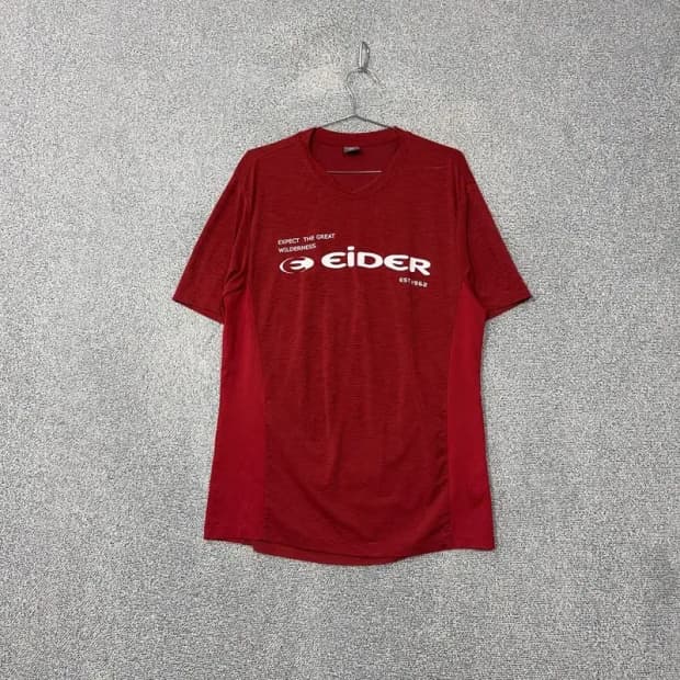 아이더 남성 기능성 프린팅 레드 반팔 티 XL