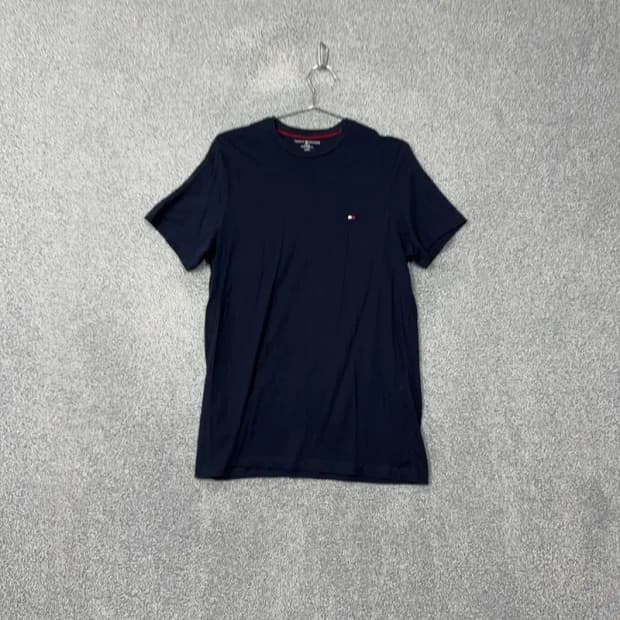 타미힐피거 네이비 로고 코튼 반팔 티 S