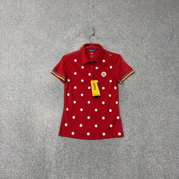 [새상품]아디다스 도트 레드 골프 기능성 반팔 카라티 S