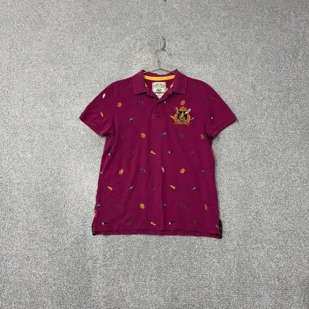 빈폴 퍼플 멀티 로고 남성 반팔 카라티 95