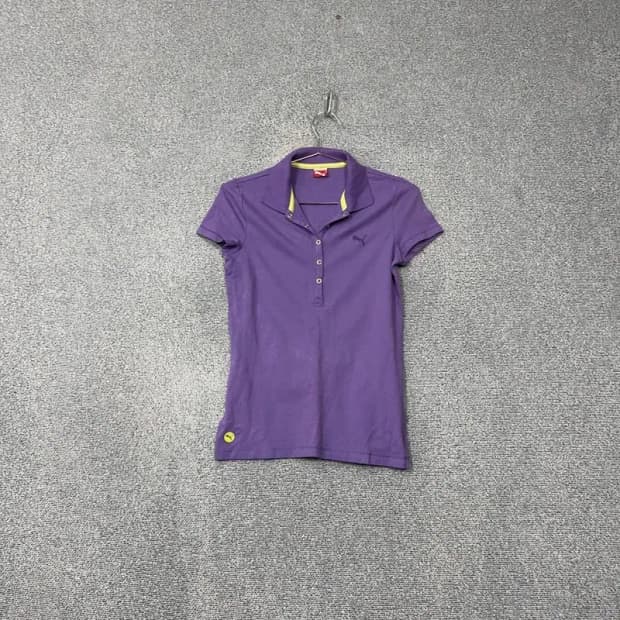 푸마 퍼플 로고 기능성 반팔 카라티 S