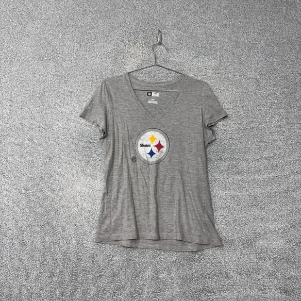 NFL 프린팅 브이넥 그레이 반팔티 L