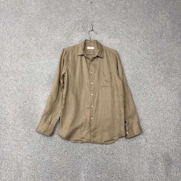 유니클로 베이지 포켓 린넨 셔츠 M