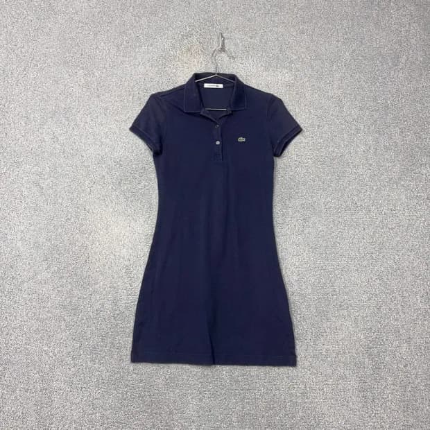 라코스테 네이비 로고 반팔 카라 원피스 90