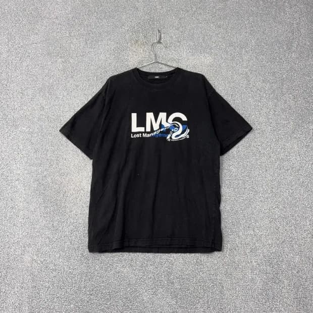 LMC 프린팅 블랙 반팔 티 L