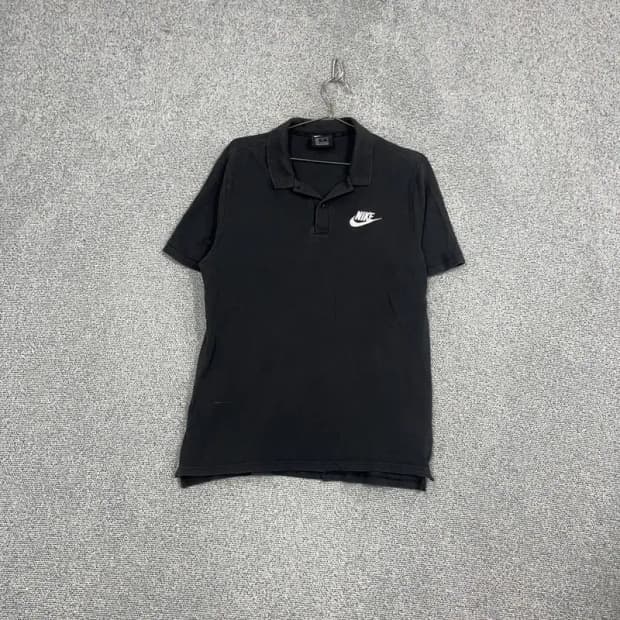 나이키 블랙 로고 스우시 반팔 카라티 XL