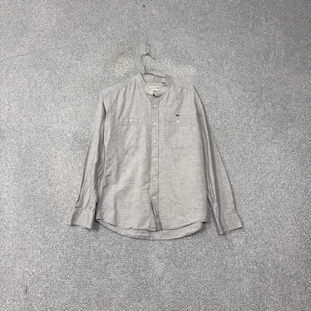 라코스테 라이트 그레이 린넨 차이나넥 셔츠 S