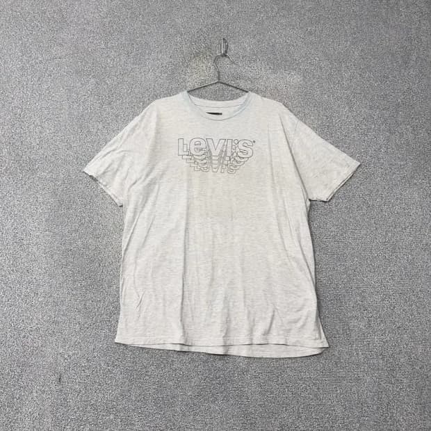 리바이스 프린팅 라이트 그레이 반팔 티 XL