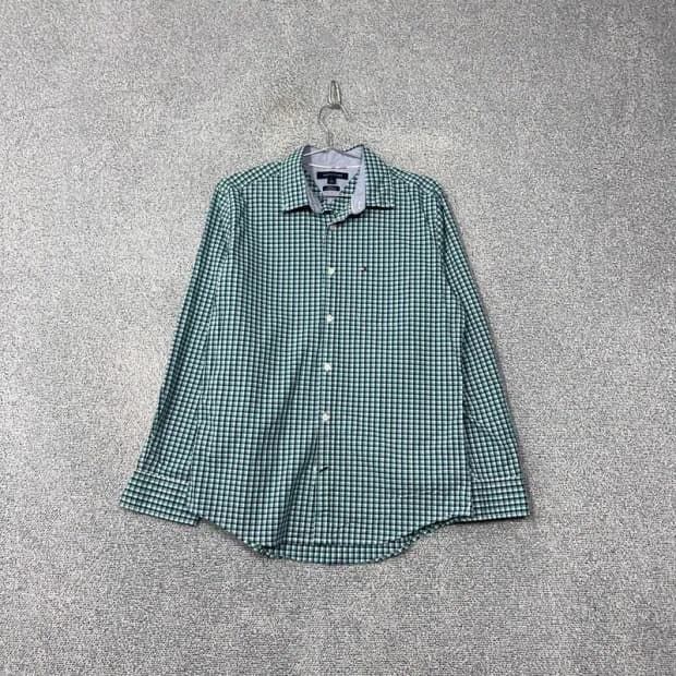 타미힐피거 체크 그린 캐주얼 셔츠 M