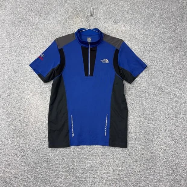 노스페이스 블루 기능성 반집업 반팔 티 M/M