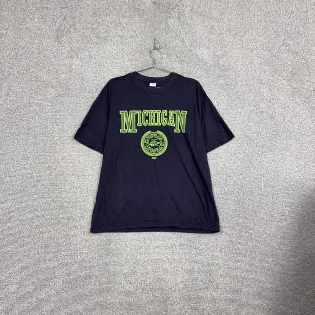 트래블 프린팅 네이비 반팔 티 L