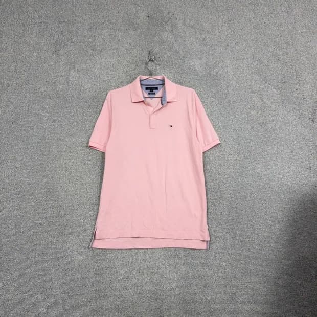 타미힐피거 라이트 핑크 로고 반팔 카라티 M