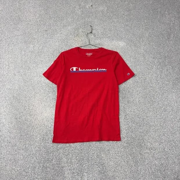 챔피온 프린팅 레드 반팔 티 L