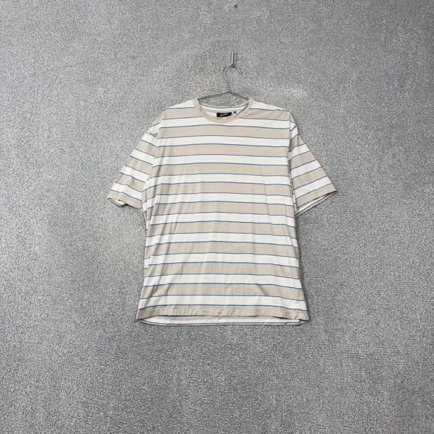 DKNY 스트라이프 베이지 반팔 티 M