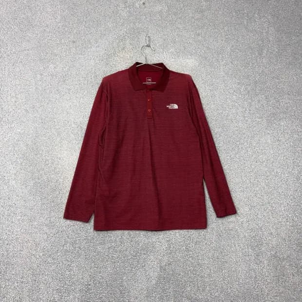 노스페이스 스트라이프 버건디 긴팔 카라티 L/100