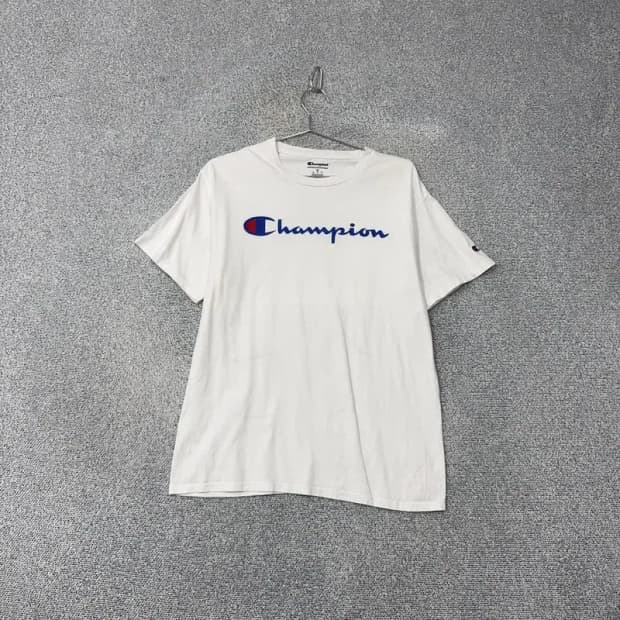 챔피온 프린팅 화이트 반팔 티 M