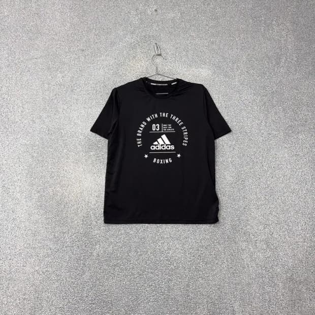 아디다스 프린팅 블랙 기능성 반팔 티 M (95)