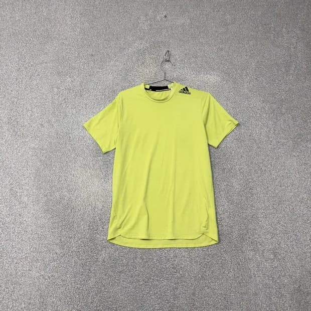 아디다스 옐로우 형광 기능성 반팔 티 L