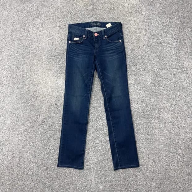 게스 큐빅 로고 일자핏 여성 청바지 24