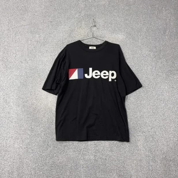 지프 프린팅 블랙 반팔 티 L(100)