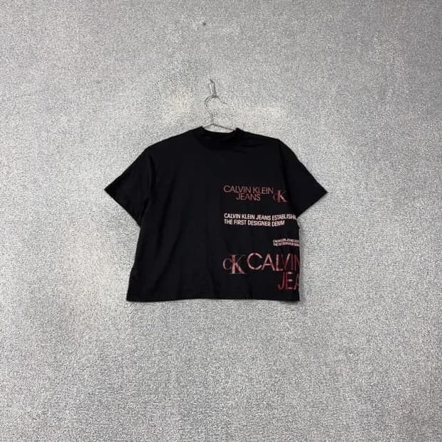 캘빈클라인 프린팅 블랙 반팔 티 S