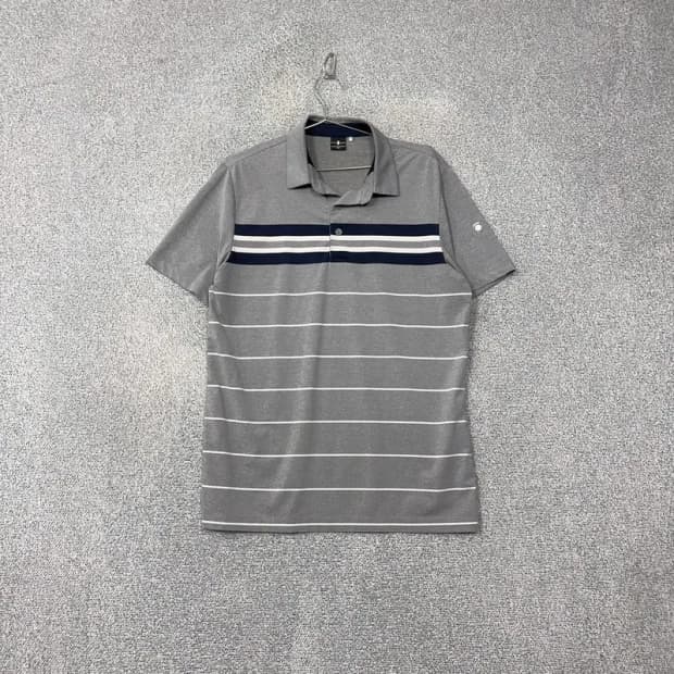 와이드앵글 스트라이프 라이트 그레이 골프 기능성 반팔 카라티 105