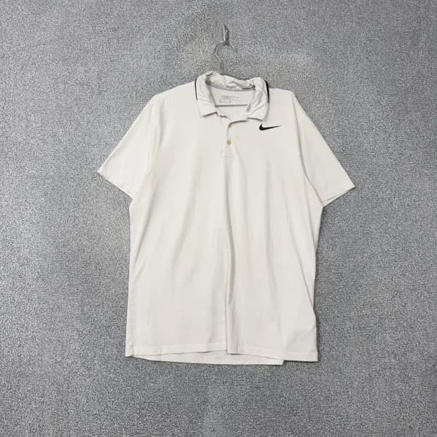 나이키 화이트 로고 기능성 반팔 카라티 XL