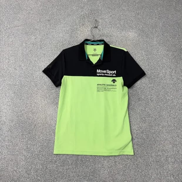 데상트 프린팅 라이트 그린 기능성 반팔 카라티 M