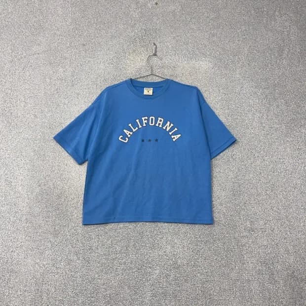 후아유 프린팅 블루 반팔 티 S