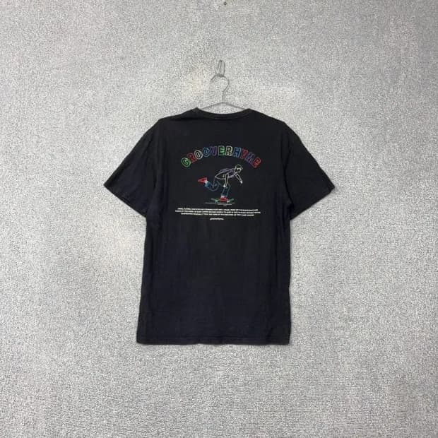 그루브라임 백프린팅 블랙 반팔 티 S