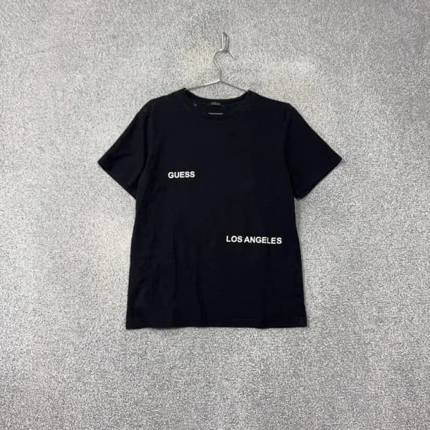 게스 블랙 스펠 로고 반팔 티 L