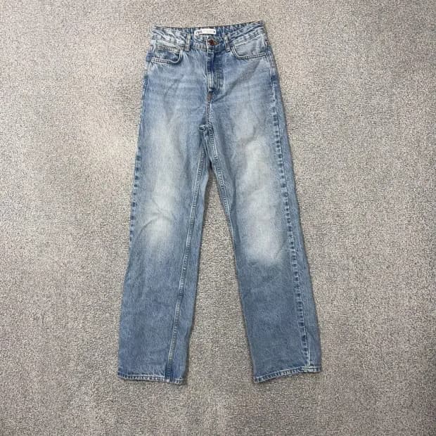 자라 연청 워싱 하이웨스트 청바지 24
