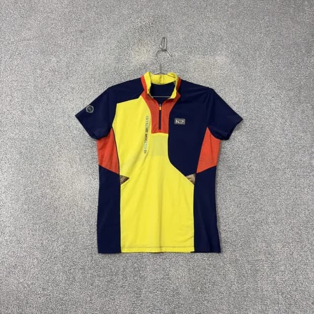 K2 옐로우 로고 기능성 반집업 반팔 티 100