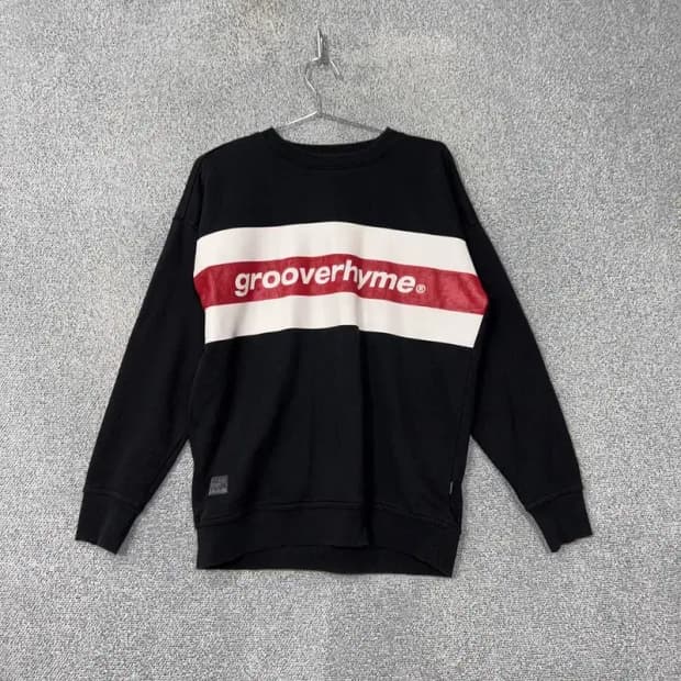 그루브라임 프린팅 블랙 맨투맨 S