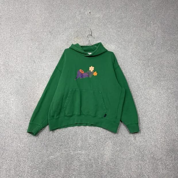 푸마 플라워 로고 오버핏 스웻 그린 후드티 XL