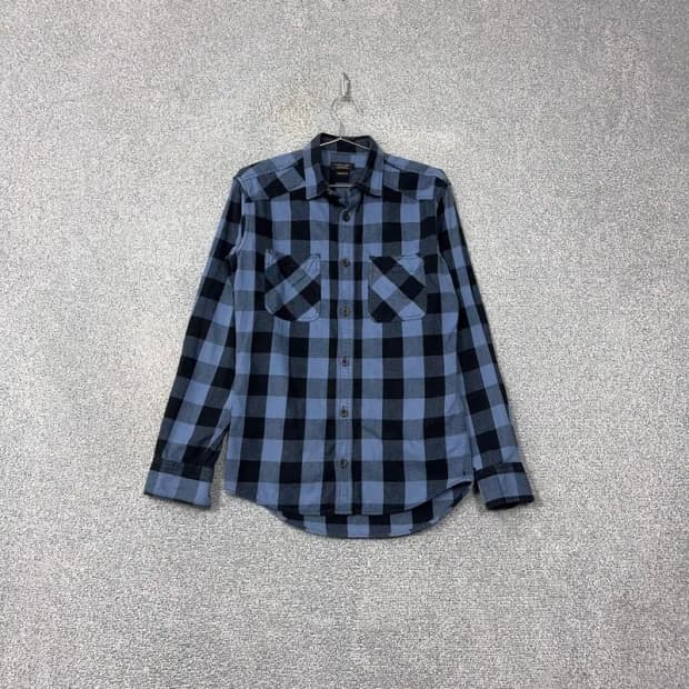 자라 체크 라이트 블루 포켓 셔츠 S