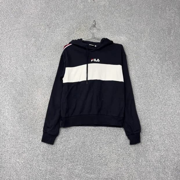 휠라 센터 로고 네이비 후드티 M